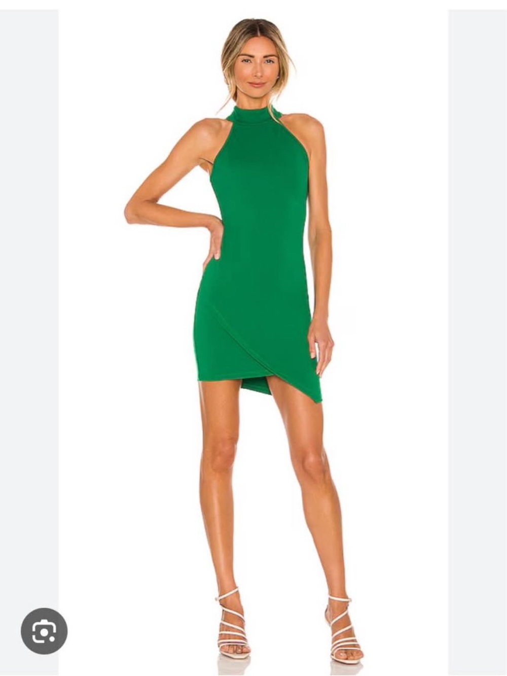 superdown High-Neck Wrap Mini Dress in Kelly Green